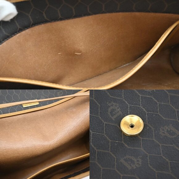 CHRISTIAN DIOR Logos Honeycomb Chain Shoulder Bag PVC Leather Brown Gold 69EF575 - Picture 10 of 13